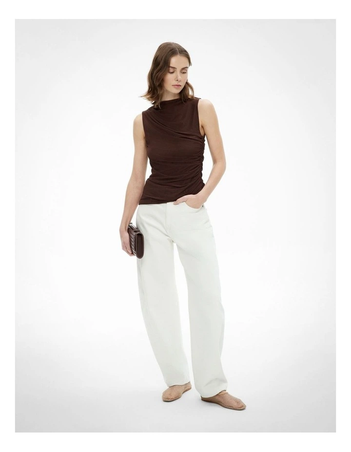 Mesh Drape Tank Top in Espresso image 2