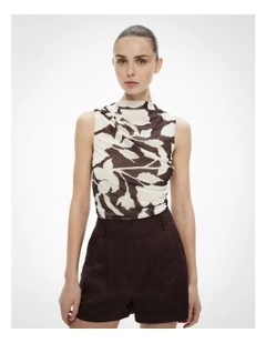 Mesh Drape Tank Top in Shadow Floral