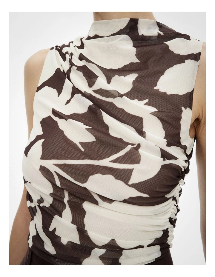 Mesh Drape Tank Top in Shadow Floral image 3