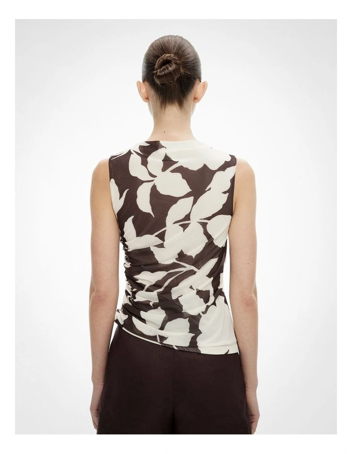 Mesh Drape Tank Top in Shadow Floral image 4