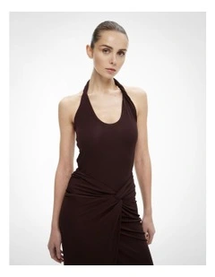Jersey Twist Bodysuit in Espresso