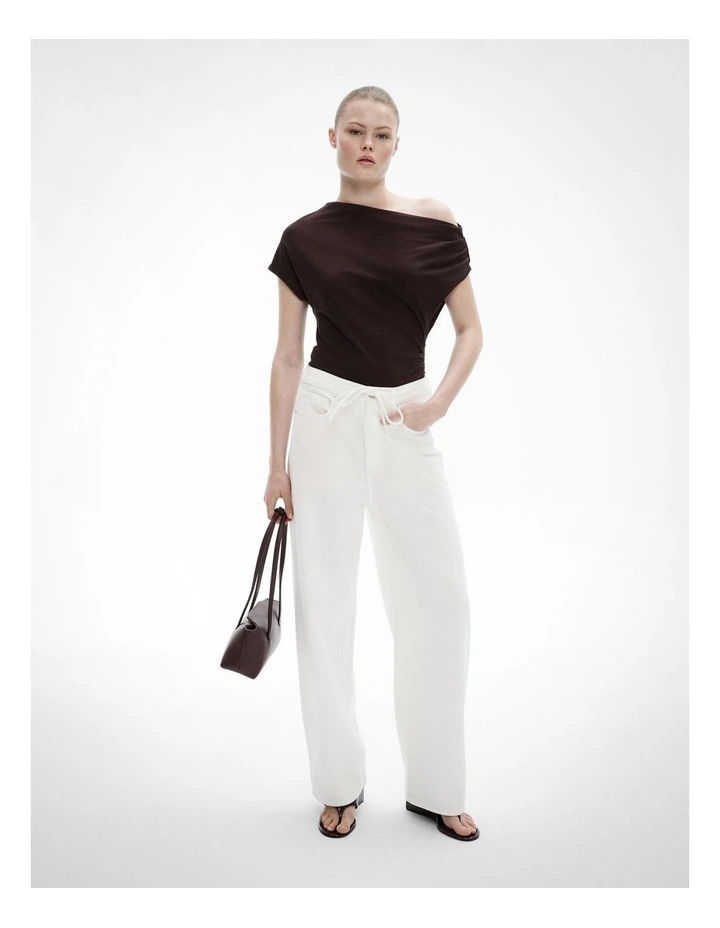 Asymmetric Draped T-shirt in Espresso image 2