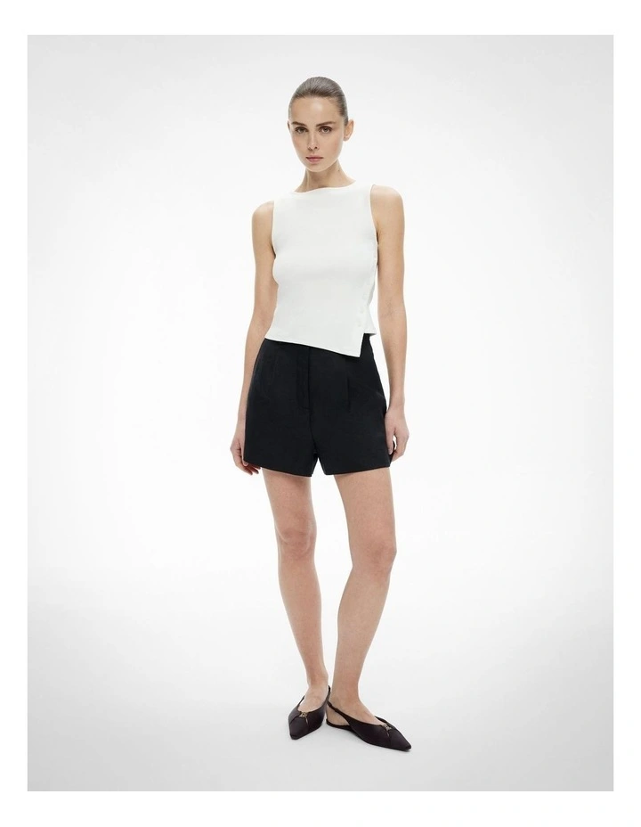 Asymmetrical Button Rib Tank Top in Fresh White image 1