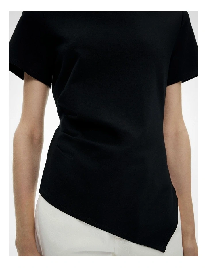 Tuck Wide Neck T-shirt in Black image 3