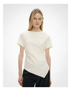 Tuck Wide Neck T-shirt in Vanilla