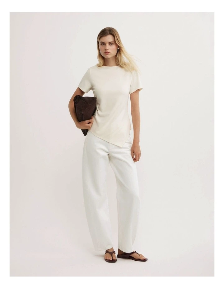 Tuck Wide Neck T-shirt in Vanilla image 2