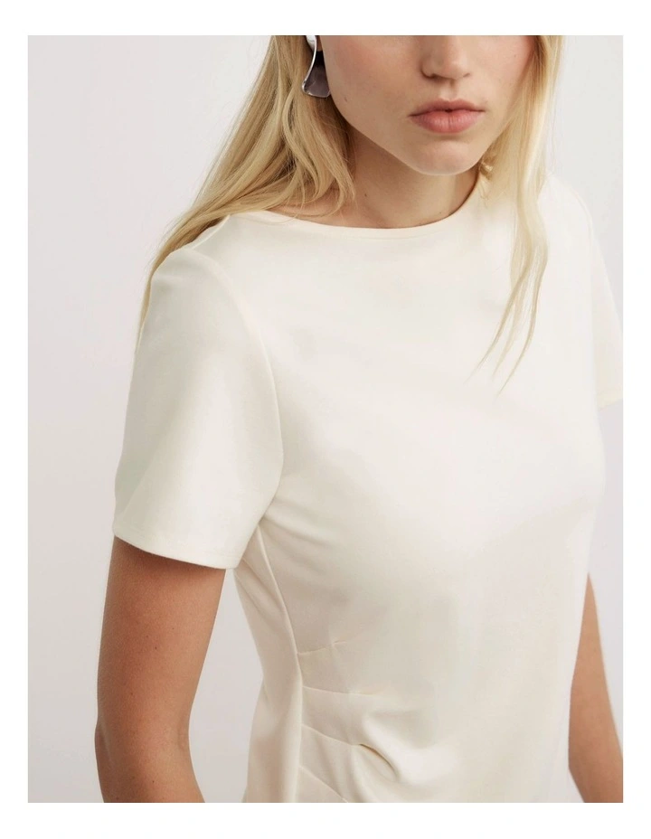 Tuck Wide Neck T-shirt in Vanilla image 3