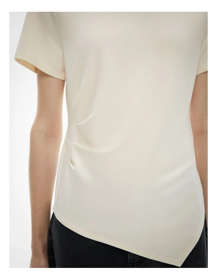 Tuck Wide Neck T-shirt in Vanilla image 3