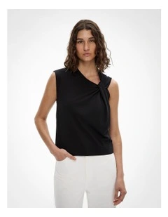 Twist Shoulder T-shirt in Black