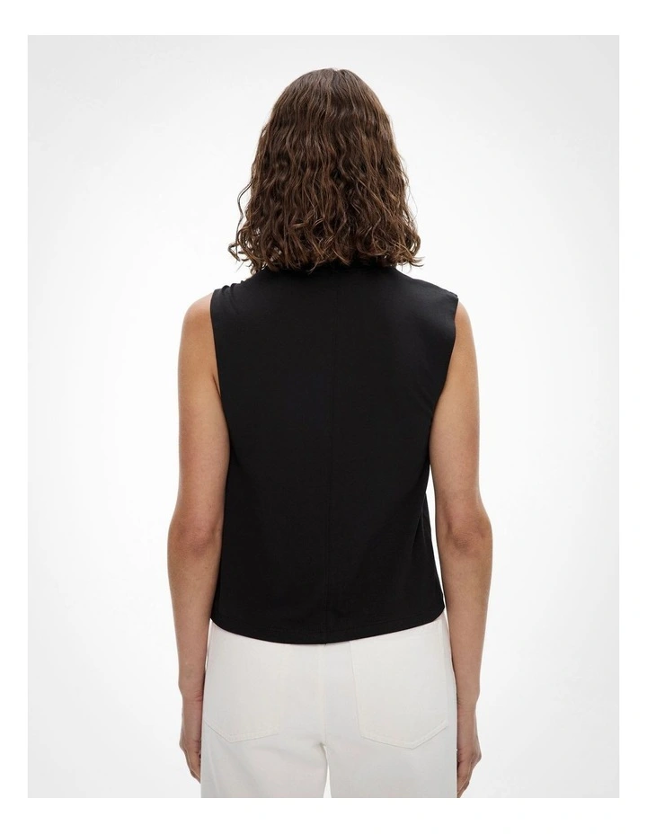 Twist Shoulder T-shirt in Black image 4