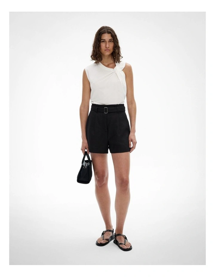 Twist Shoulder T-Shirt in Fresh White image 2