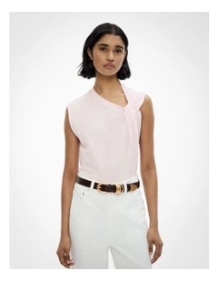 Twist Shoulder T-Shirt in Baby Pink