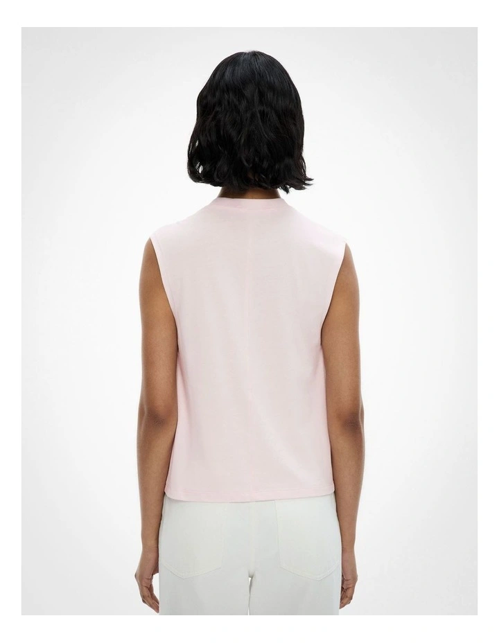 Twist Shoulder T-Shirt in Baby Pink image 4