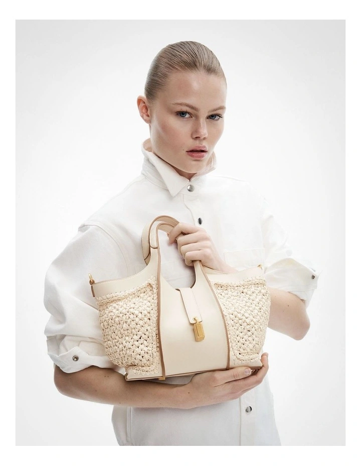 Yasmin Mini Weave Bag in Chalk image 2