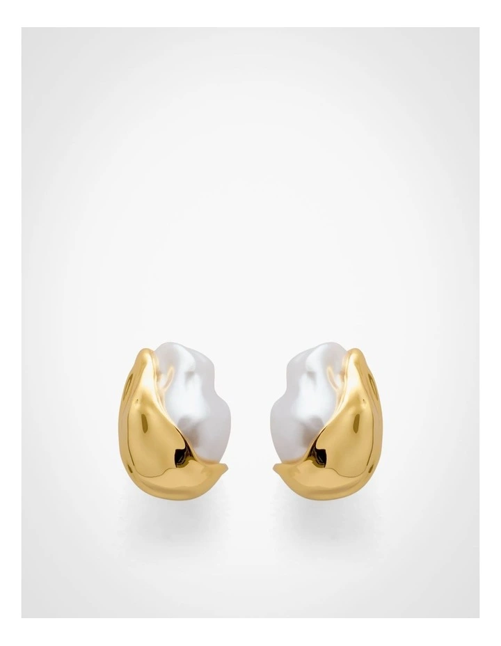 Audrey Pearl Stud Earrings in Gold image 1