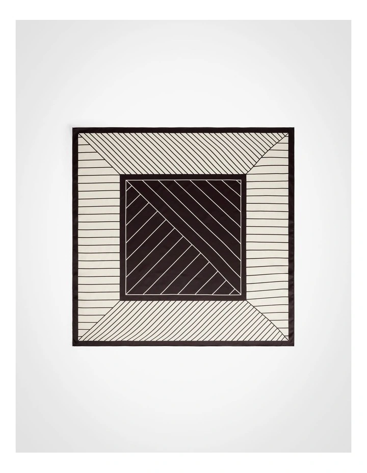 Splice Stripe Satin Scarf in Black image 1