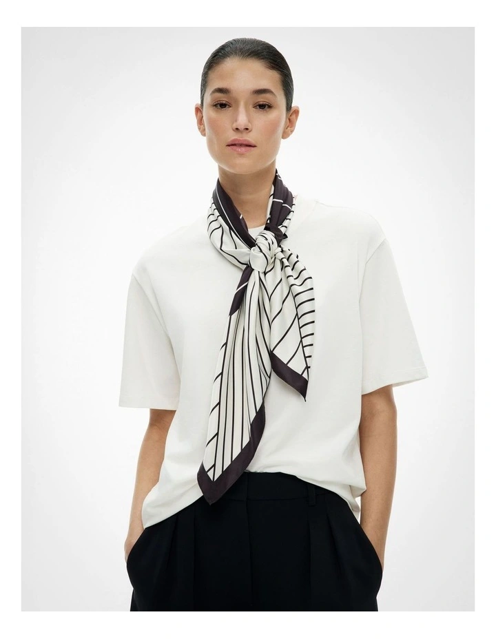 Splice Stripe Satin Scarf in Black image 2