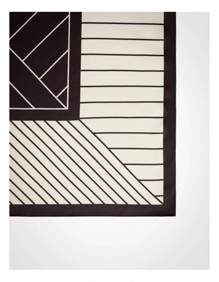 Splice Stripe Satin Scarf in Black image 3