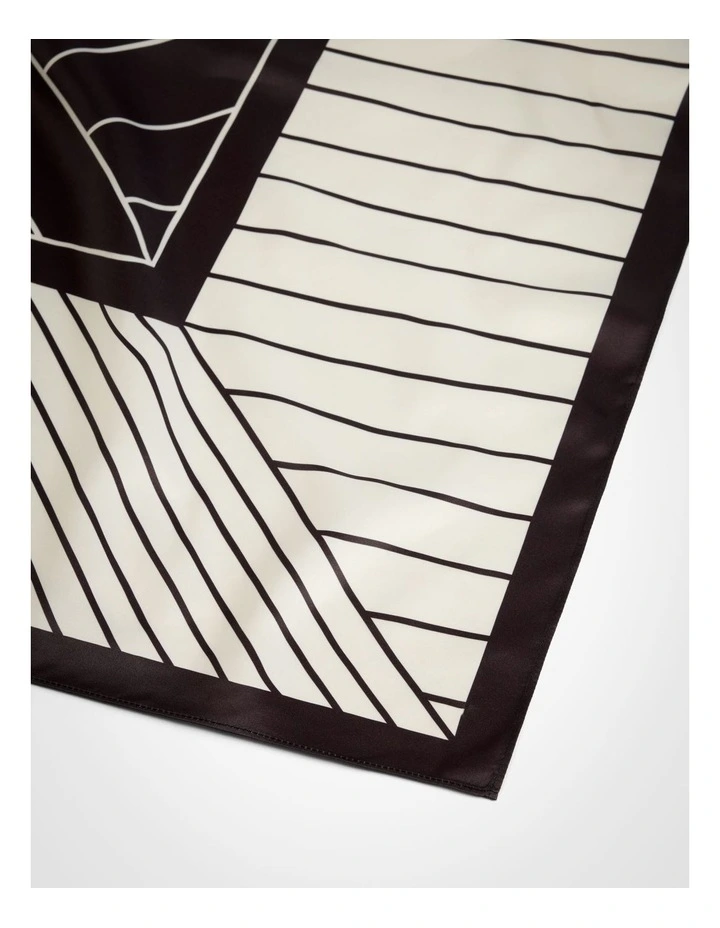 Splice Stripe Satin Scarf in Black image 4