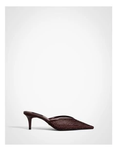 Mindy Mesh Mule Heels in Fig