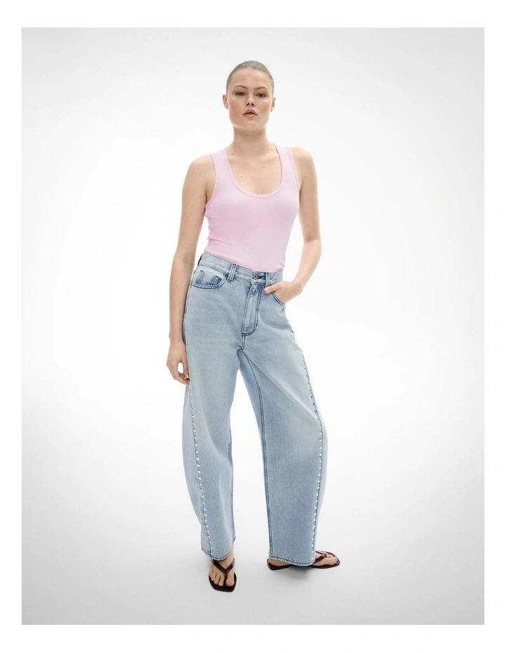 Scoop Rib Tank Top in Candy Pink image 2
