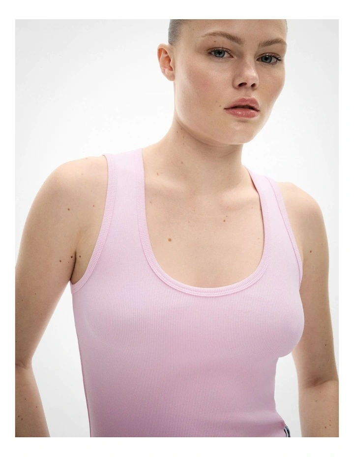 Scoop Rib Tank Top in Candy Pink image 3