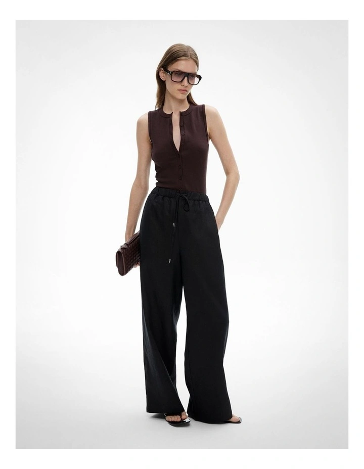 Button Longline Tank Top in Espresso image 2