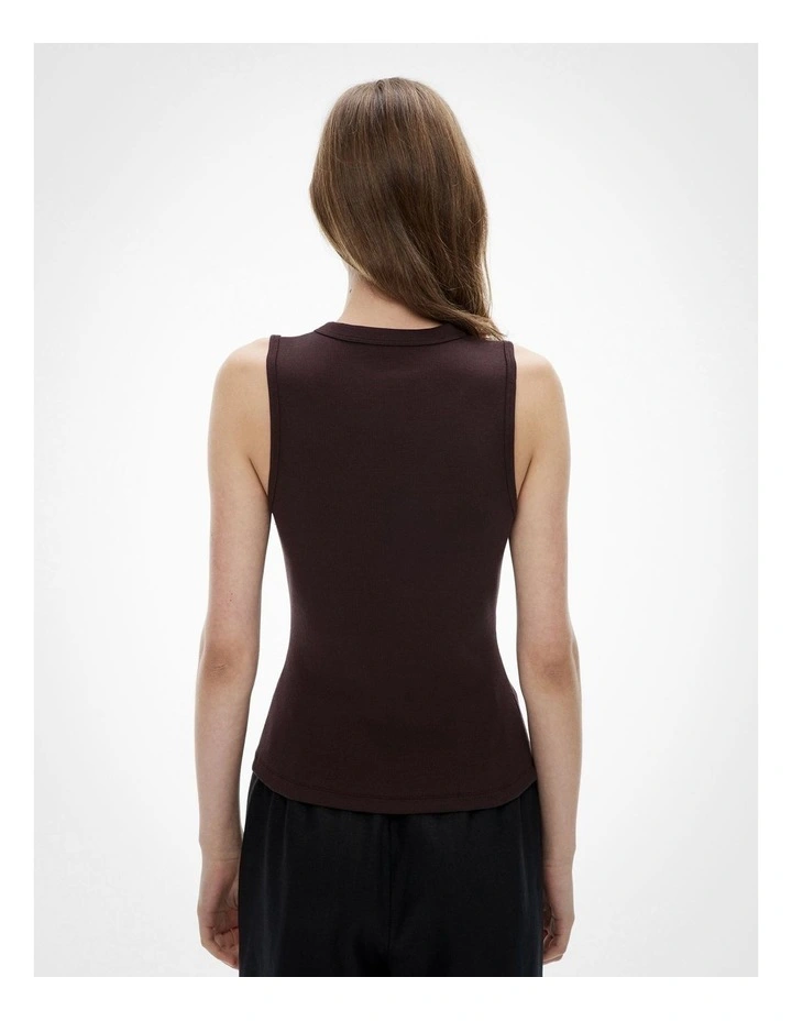 Button Longline Tank Top in Espresso image 4