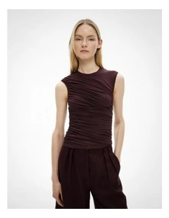 Draped Jersey Tank Top in Fig