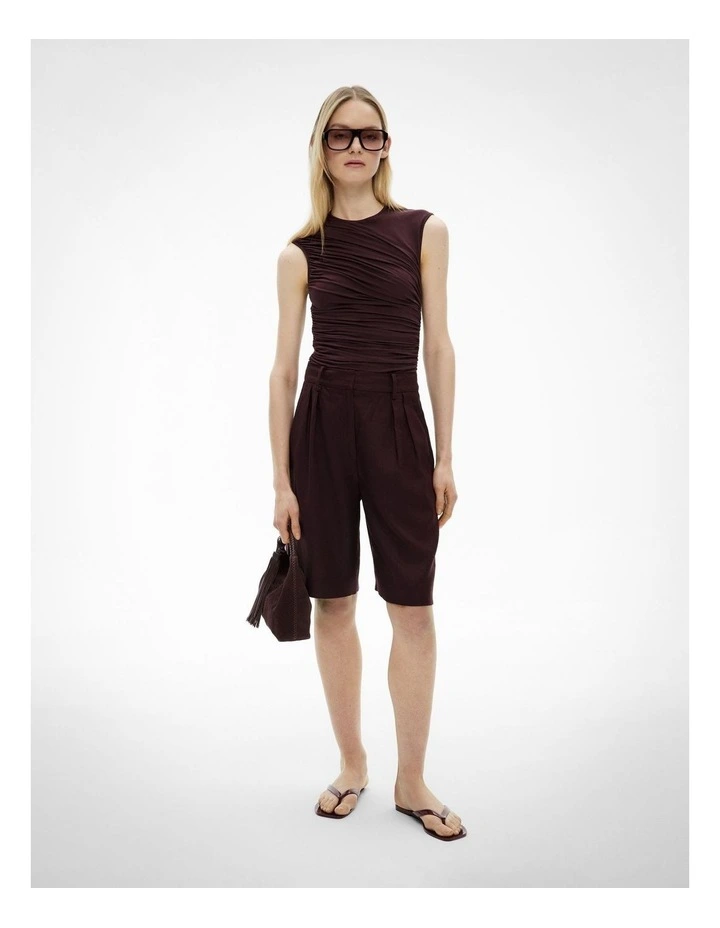 Draped Jersey Tank Top in Fig image 2