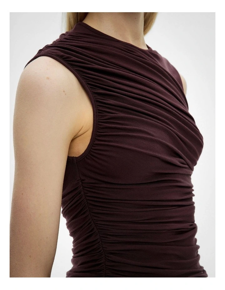 Draped Jersey Tank Top in Fig image 4