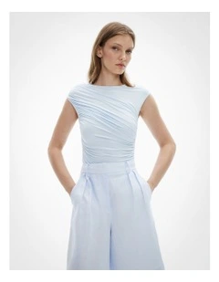 Draped Jersey Tank Top in Blue Air