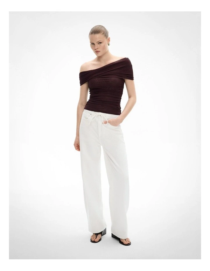 Off Shoulder Mesh Top in Fig image 2
