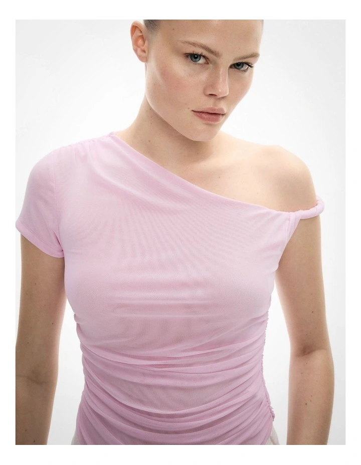 Twist Mesh Bodysuit in Candy Pink image 3