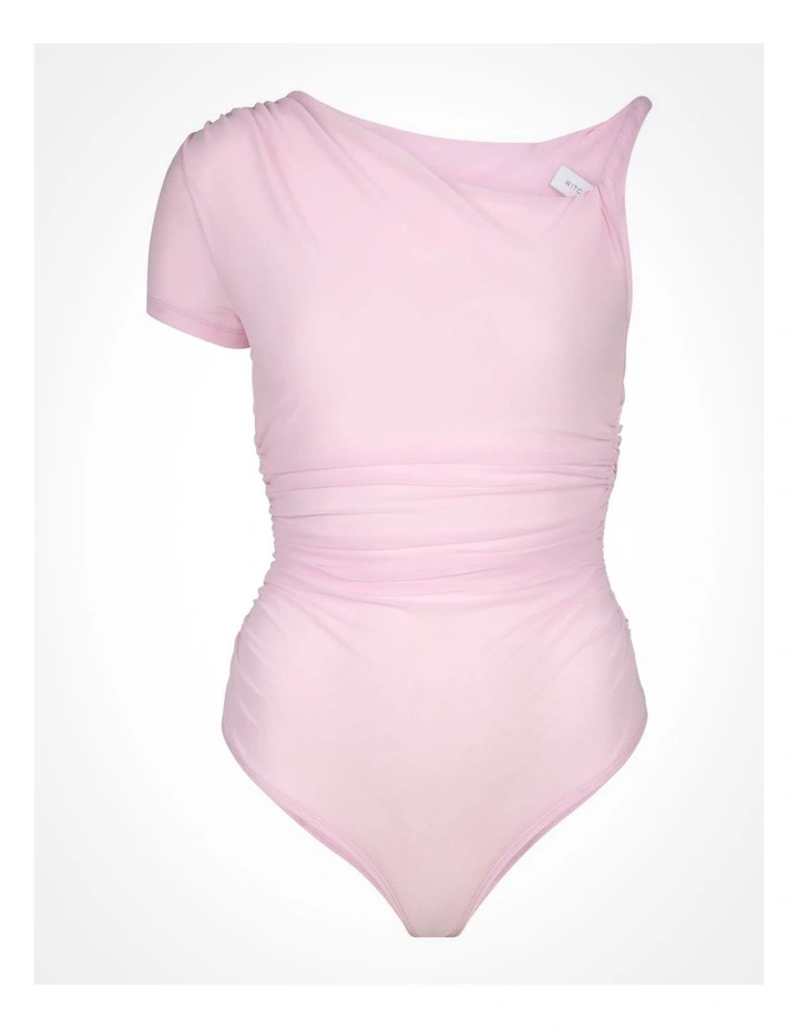 Twist Mesh Bodysuit in Candy Pink image 5