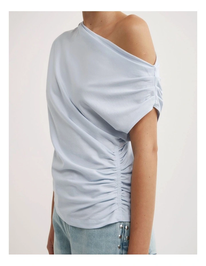 Asymmetric Drape T-shirt in Blue Air image 3