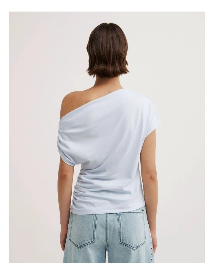 Asymmetric Drape T-shirt in Blue Air image 4