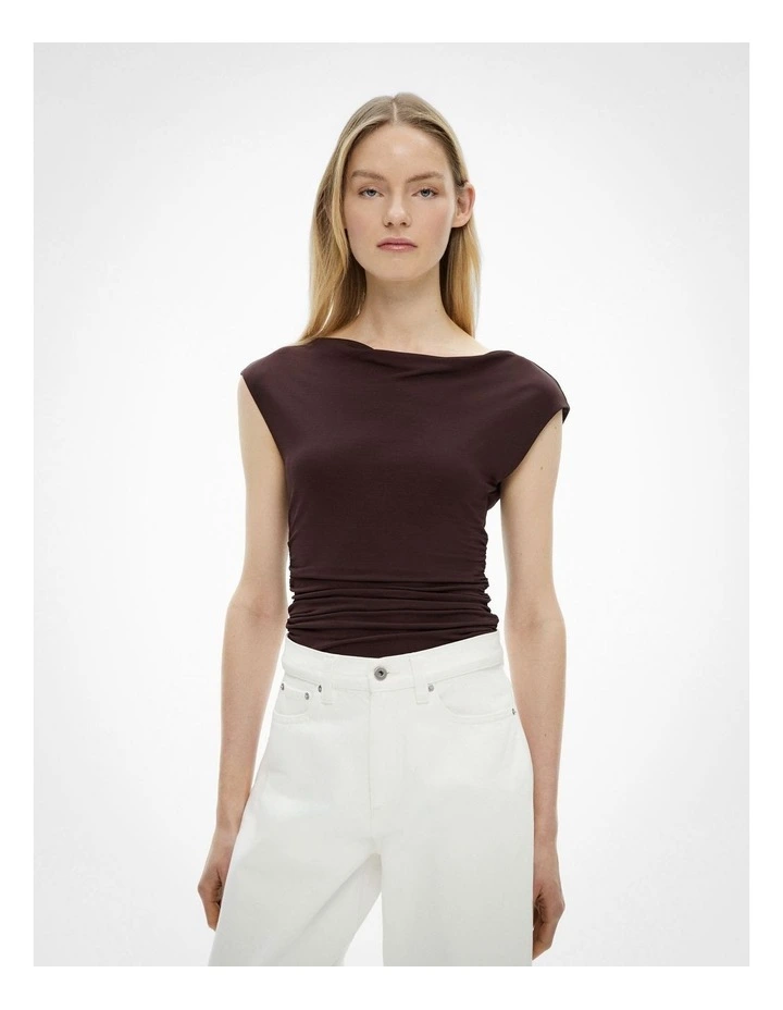 Draped Jersey T-shirt in Espresso image 1