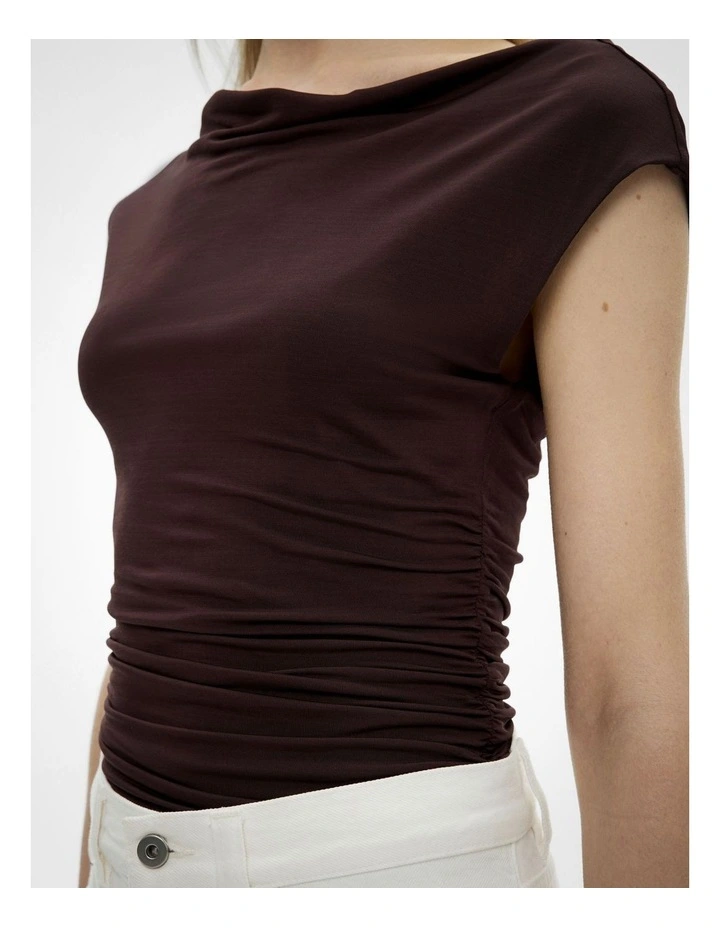 Draped Jersey T-shirt in Espresso image 3