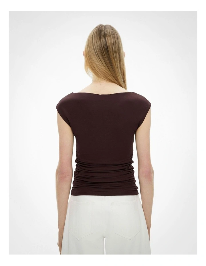 Draped Jersey T-shirt in Espresso image 4