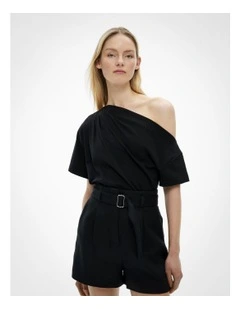 Asymmetric Relaxed T-shirt in Black