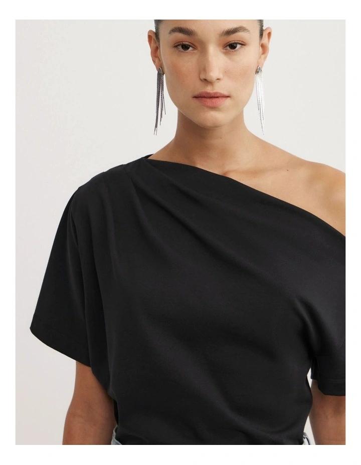 Asymmetric Relaxed T-shirt in Black image 3