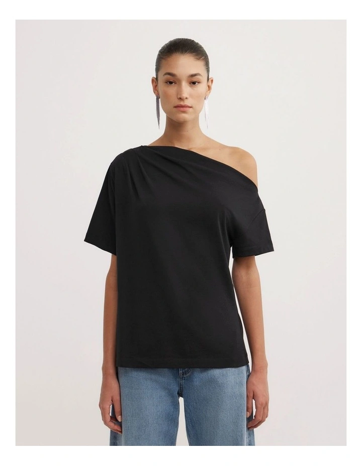 Asymmetric Relaxed T-shirt in Black image 4