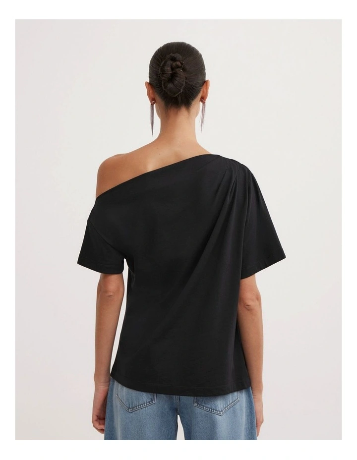Asymmetric Relaxed T-shirt in Black image 5