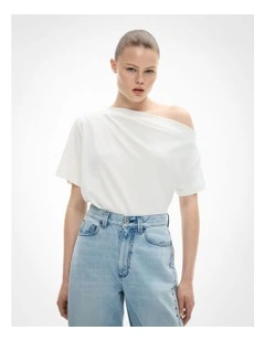 Asymmetric Relaxed T-shirt in Fresh White