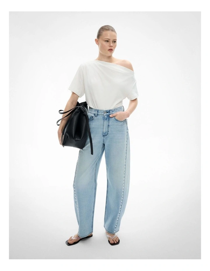 Asymmetric Relaxed T-shirt in Fresh White image 2