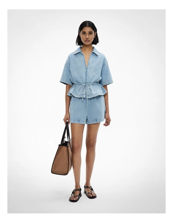 Bow Denim Shirt in Vintage Wash Denim image 2