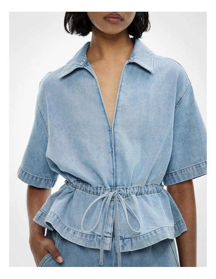 Bow Denim Shirt in Vintage Wash Denim image 3