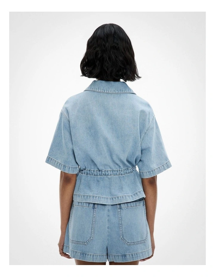 Bow Denim Shirt in Vintage Wash Denim image 4