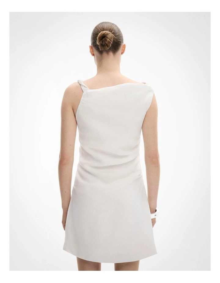 Twist Asymmetric Mini Dress in Fresh White image 5